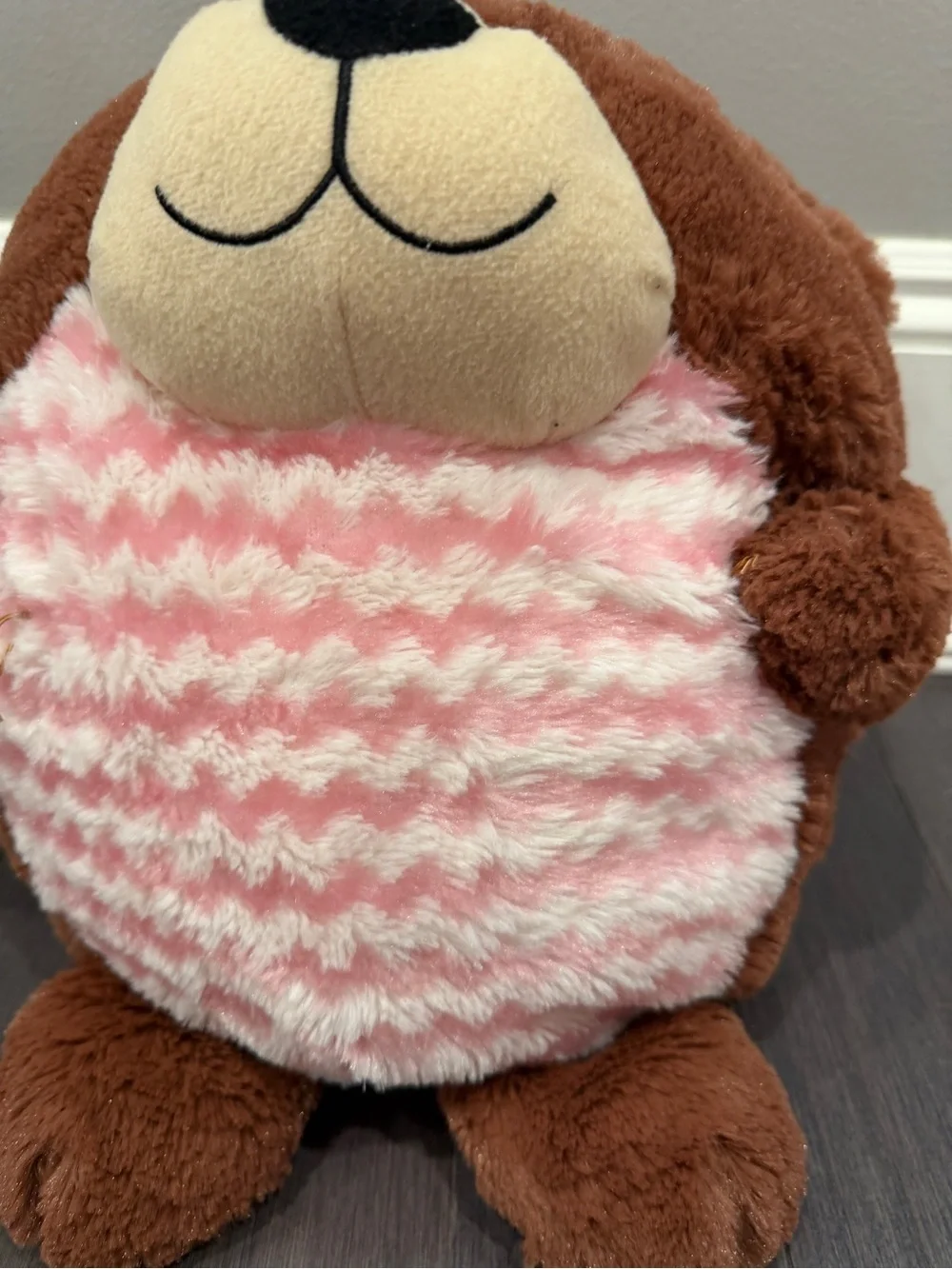 Brown 14” in Plush Bear with Pink Chevron Belly Stuffed Animal Kids Toddler